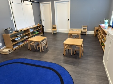 Organized Montessori classroom with learning materials