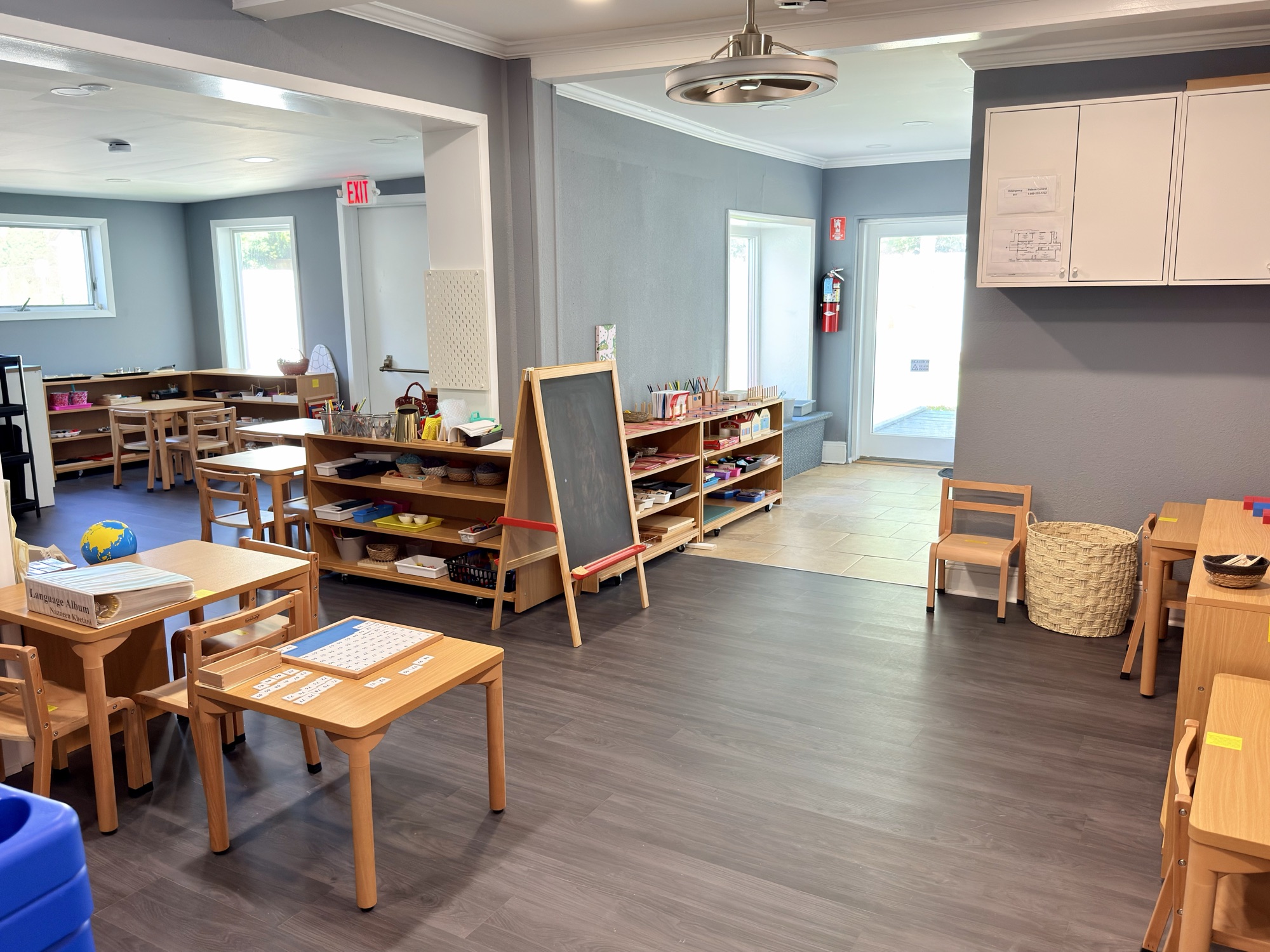 Classroom learning materials and shelves
